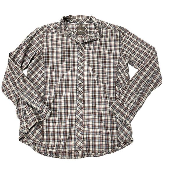 Prana Archer Pearl Snap Button Down Plaid Shirt Size Large - Picture 1 of 5